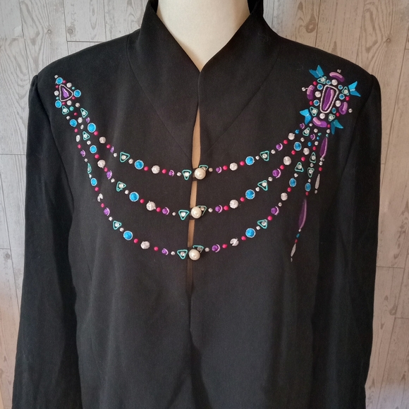 Bob Mackie Jackets & Blazers - Bob Mackie Wearable Art Embroidered Black Women's Jacket Women's Size L